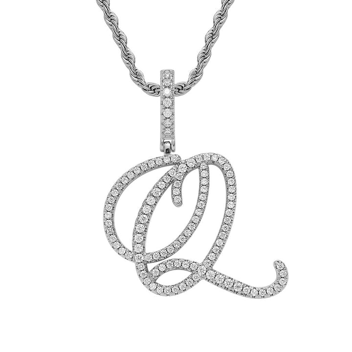Pavé Script Initial Pendant Necklace