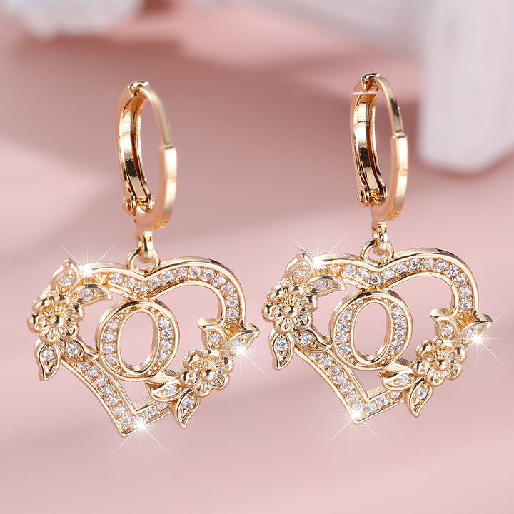 Initial Heart Drop Earrings