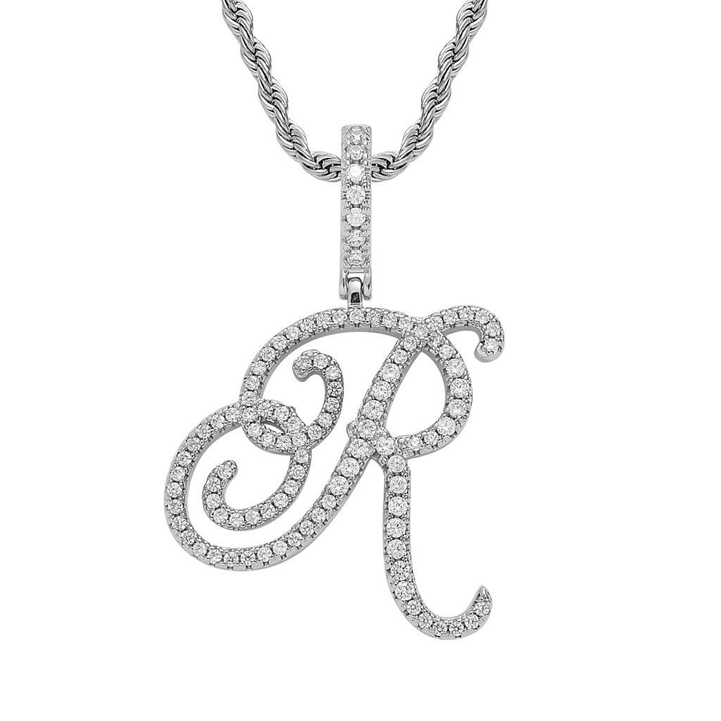 Pavé Script Initial Pendant Necklace