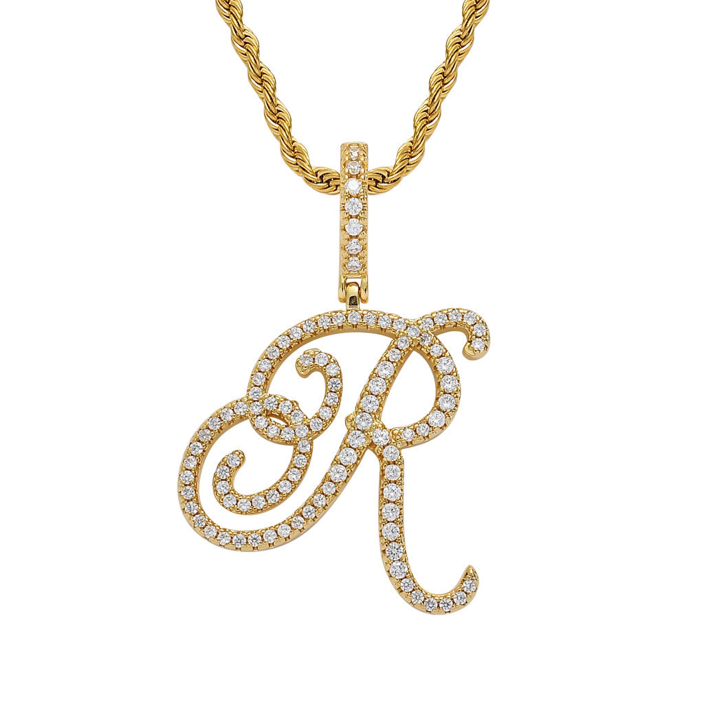 Pavé Script Initial Pendant Necklace