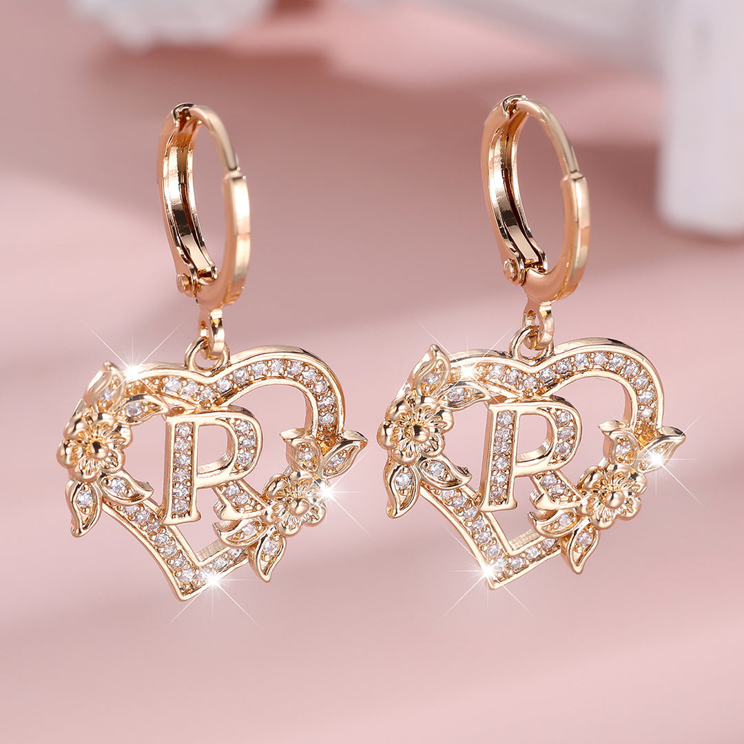 Initial Heart Drop Earrings
