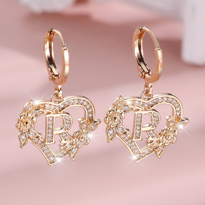Initial Heart Drop Earrings