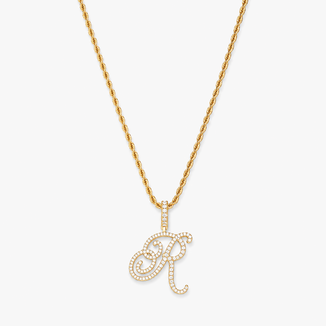 Pavé Script Initial Pendant Necklace