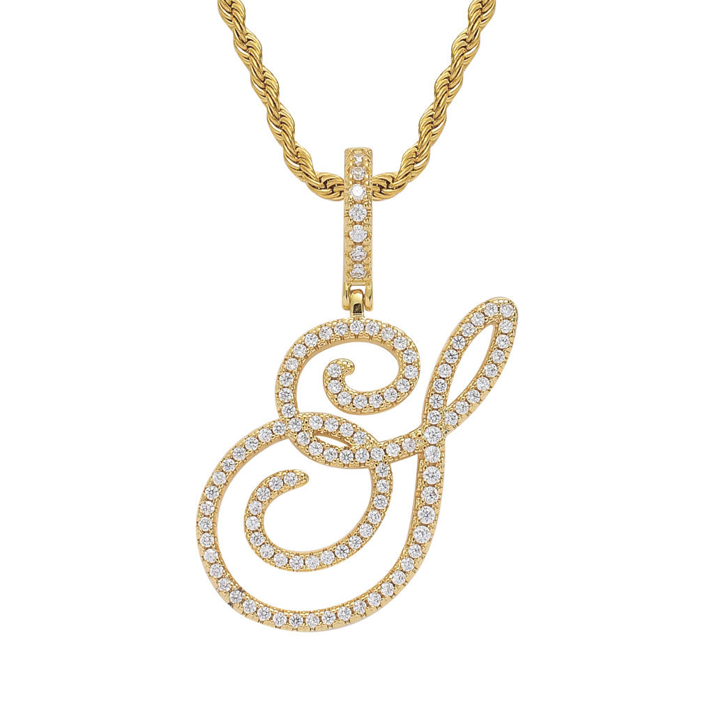 Pavé Script Initial Pendant Necklace