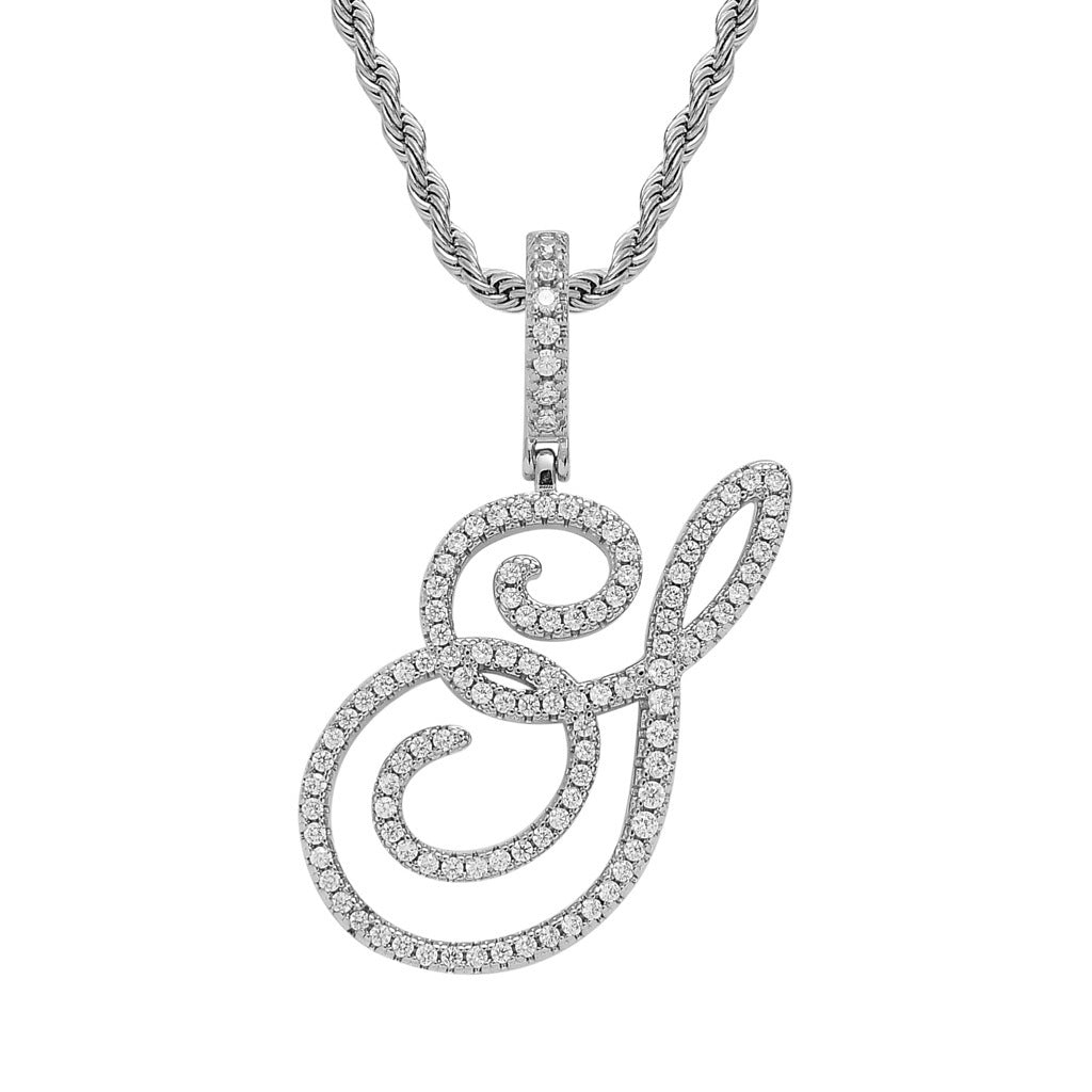 Pavé Script Initial Pendant Necklace