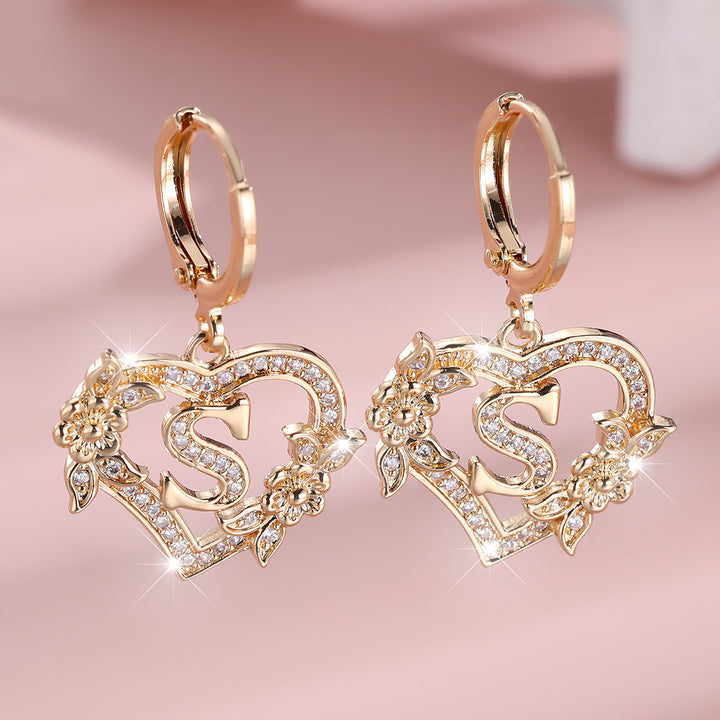 Initial Heart Drop Earrings