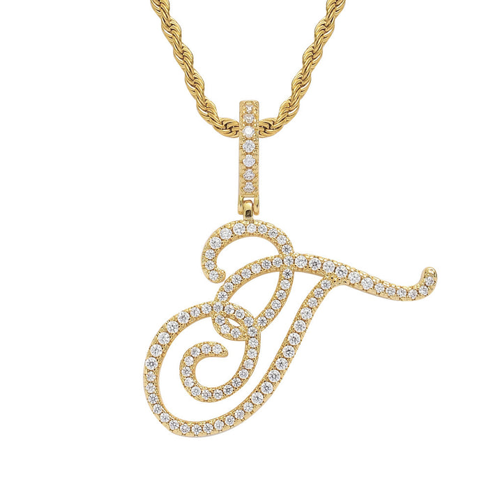 Pavé Script Initial Pendant Necklace