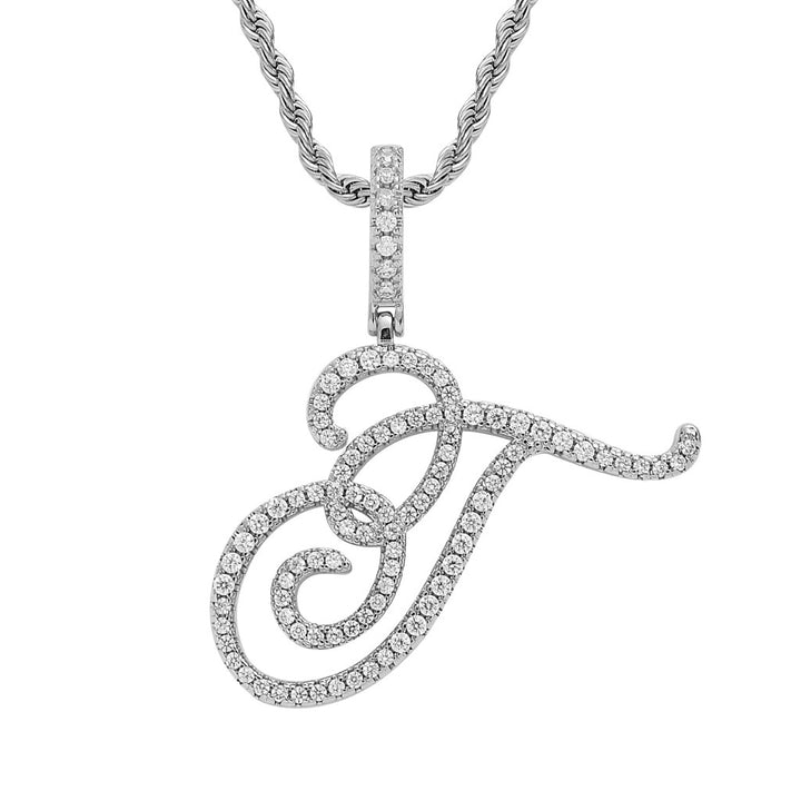 Pavé Script Initial Pendant Necklace