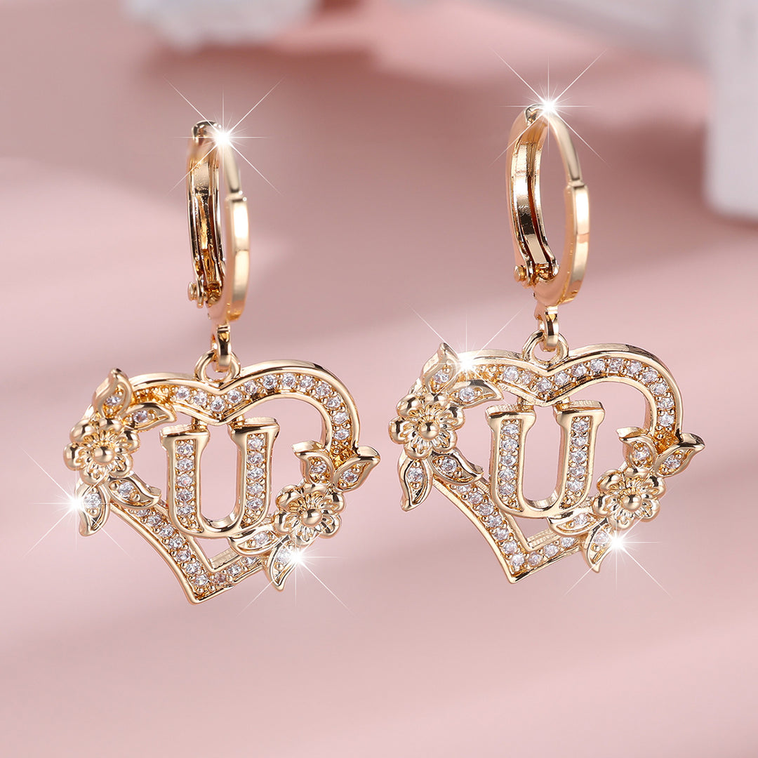 Initial Heart Drop Earrings