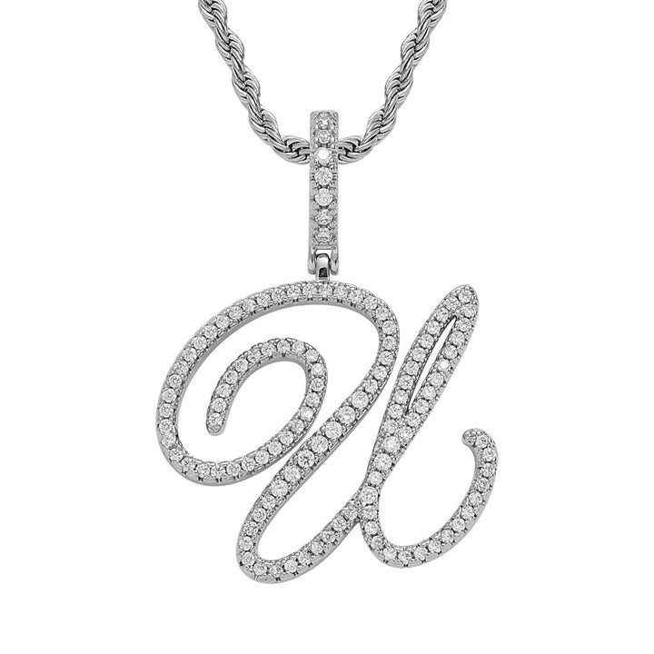 Pavé Script Initial Pendant Necklace
