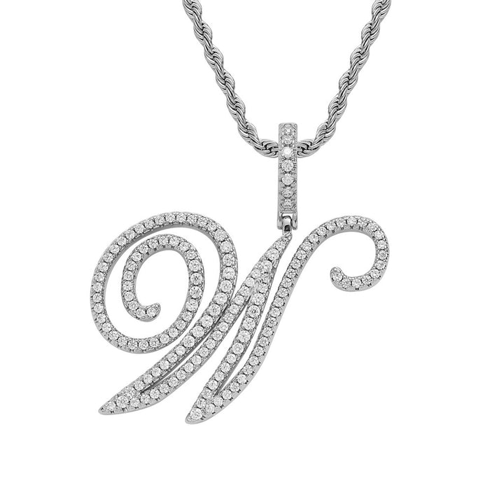 Pavé Script Initial Pendant Necklace