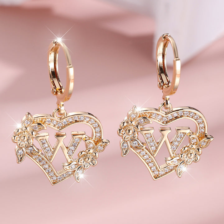 Initial Heart Drop Earrings