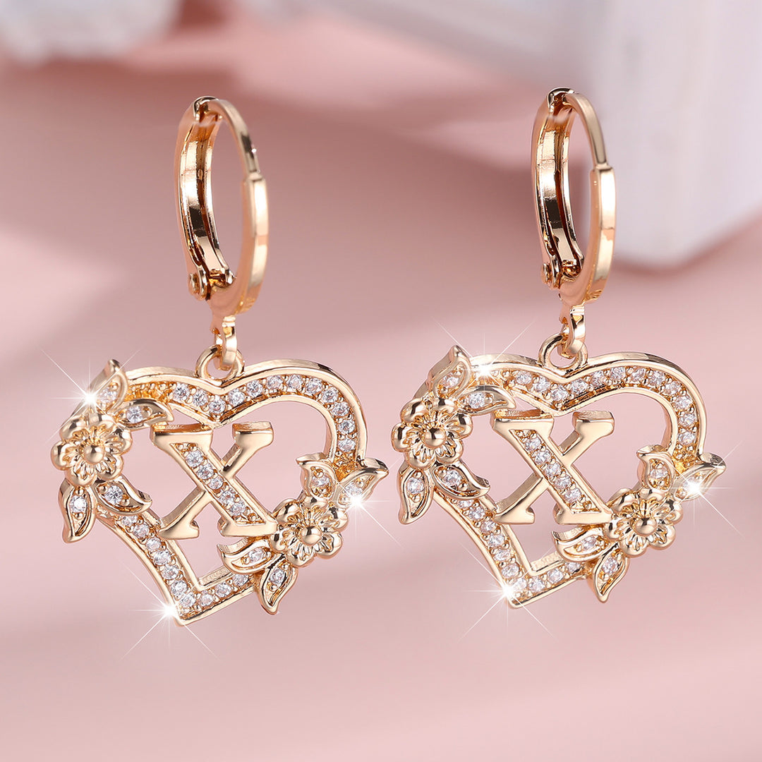 Initial Heart Drop Earrings