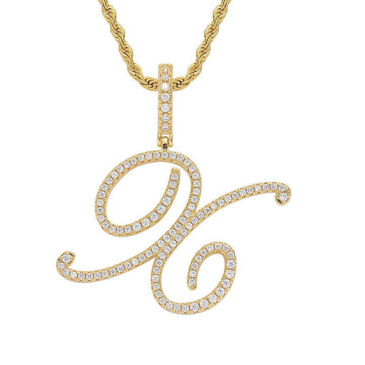 Pavé Script Initial Pendant Necklace