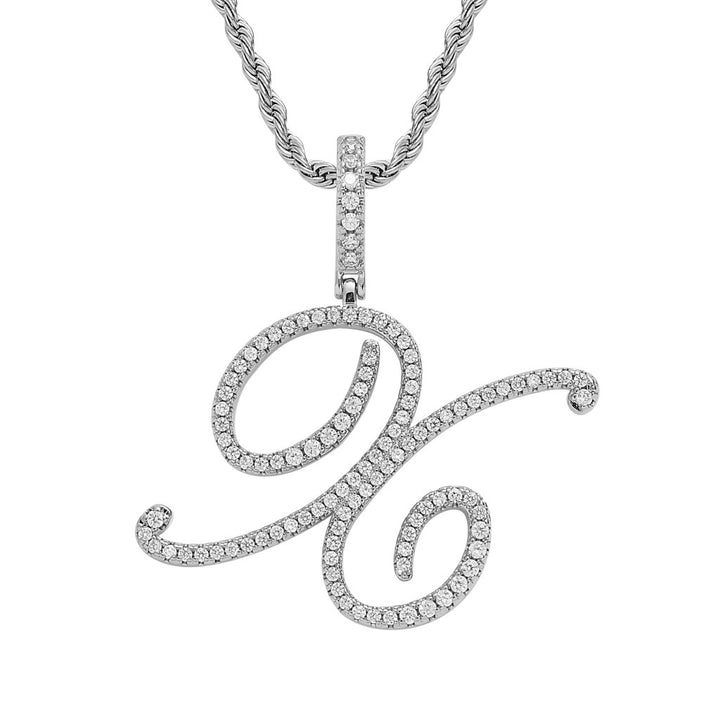 Pavé Script Initial Pendant Necklace