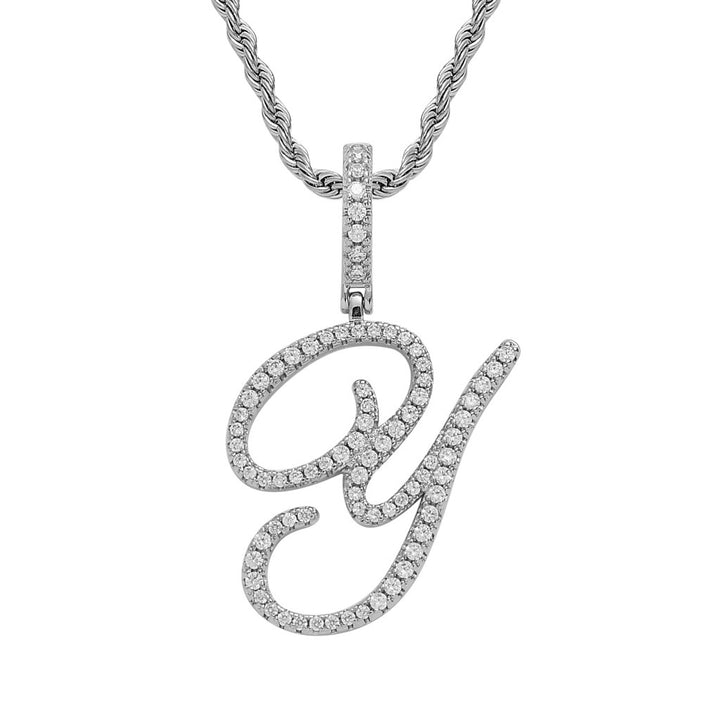Pavé Script Initial Pendant Necklace