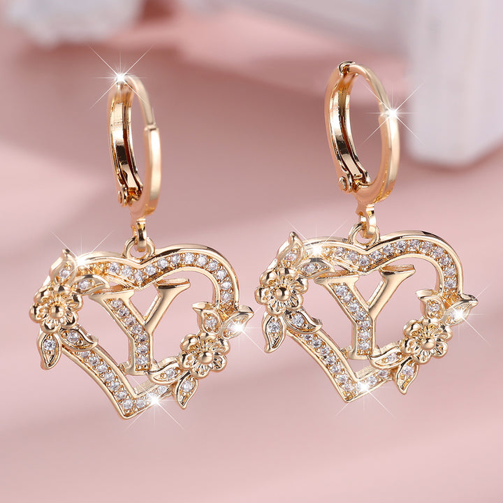 Initial Heart Drop Earrings