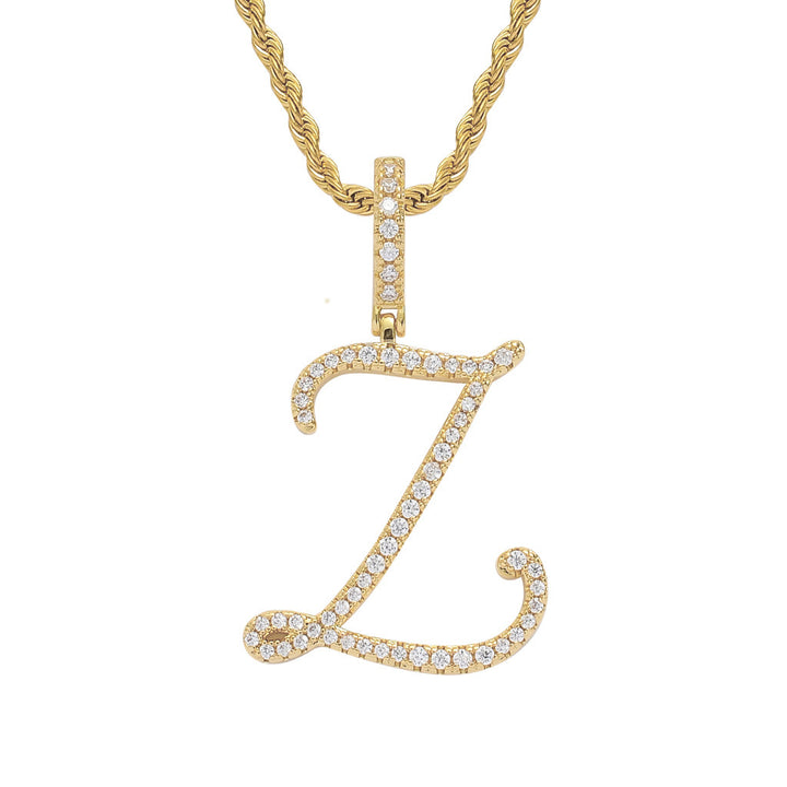 Pavé Script Initial Pendant Necklace
