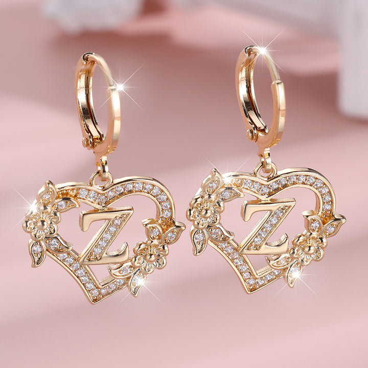 Initial Heart Drop Earrings