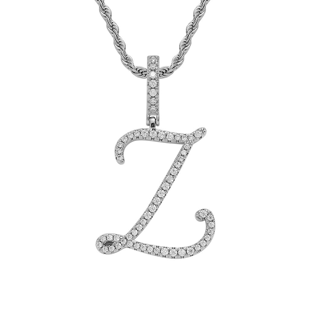 Pavé Script Initial Pendant Necklace
