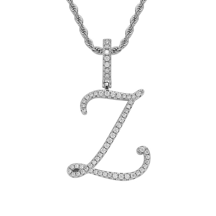 Pavé Script Initial Pendant Necklace