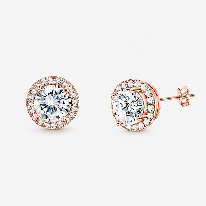 Halo CZ Stud Earrings
