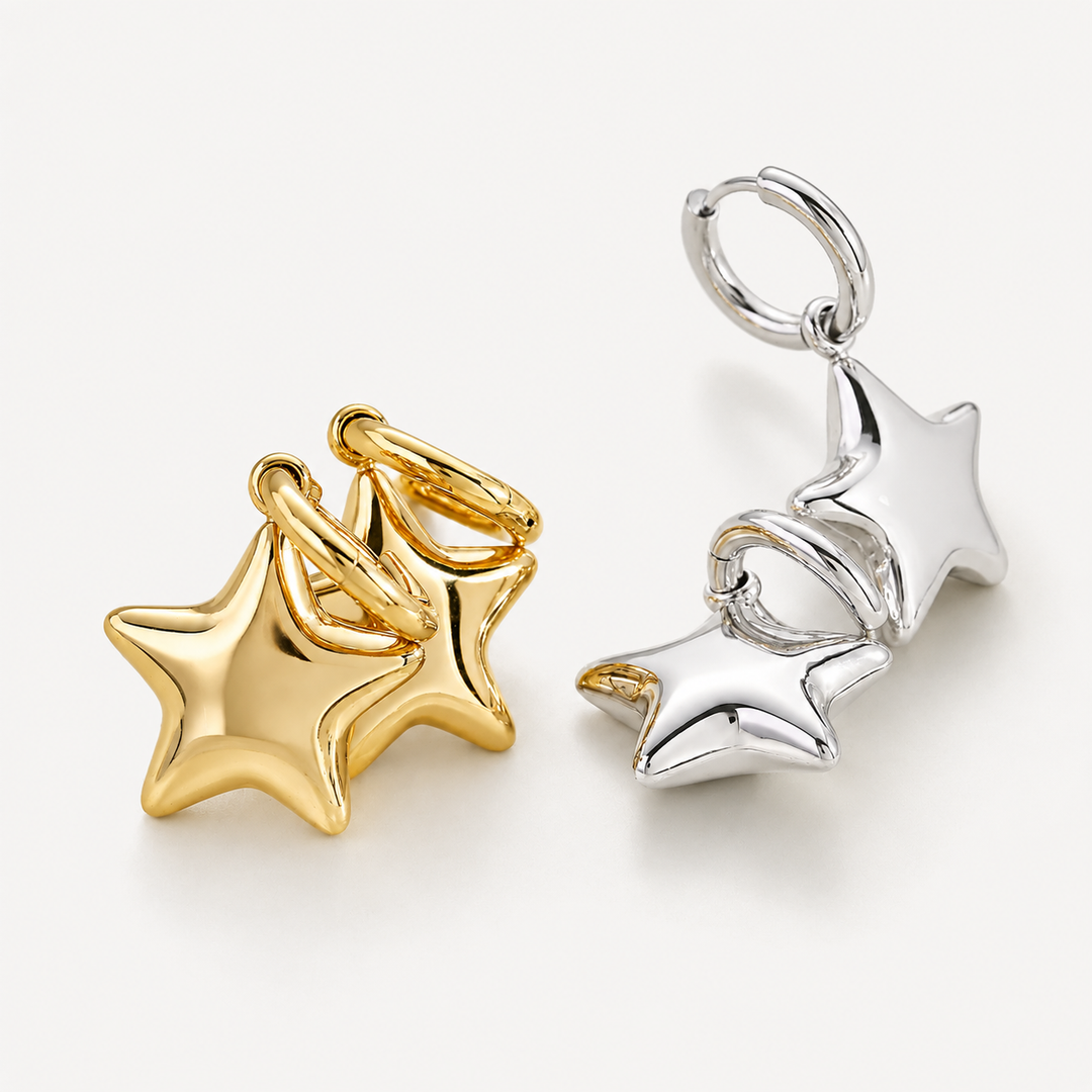 Sculptural Star Drop Earrings