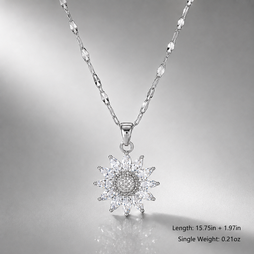 Sunflower Zircon Pendant Necklace