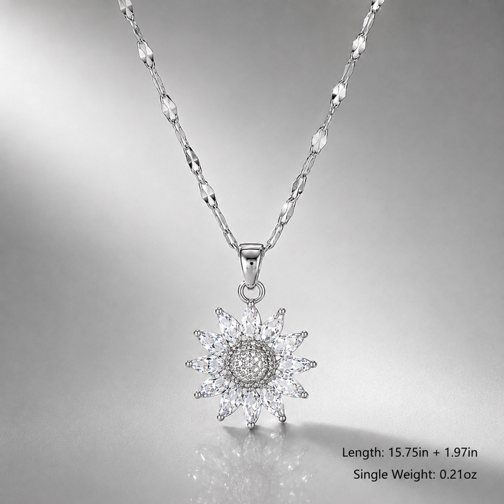 Sunflower Zircon Pendant Necklace