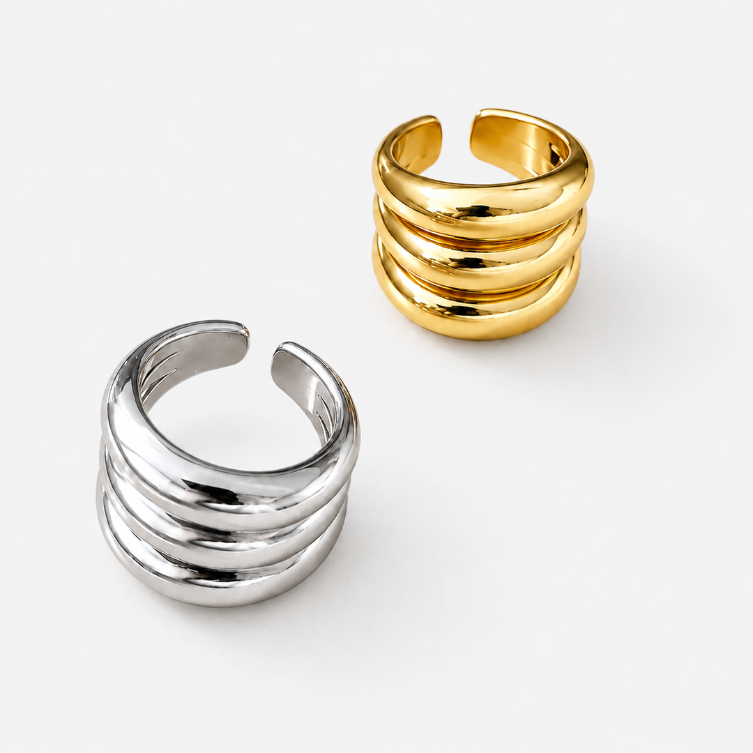 Sculptural Triple-Band Open Ring