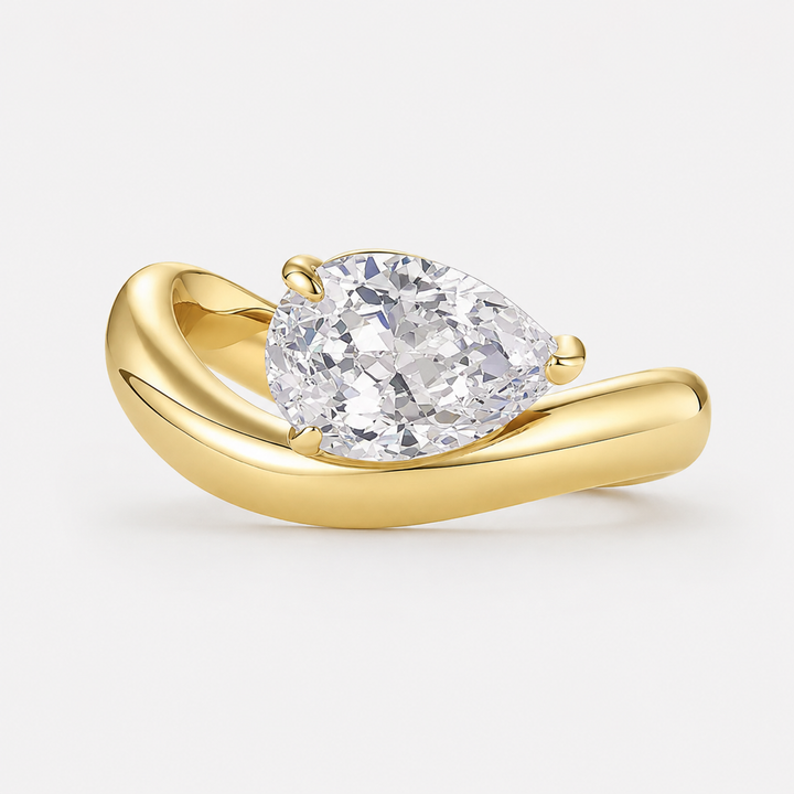 Pear-Cut Sterling Silver Statement Ring