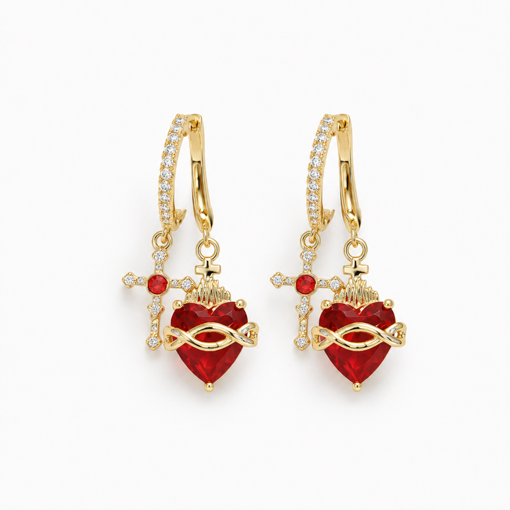 Sacred Heart Drop Earrings