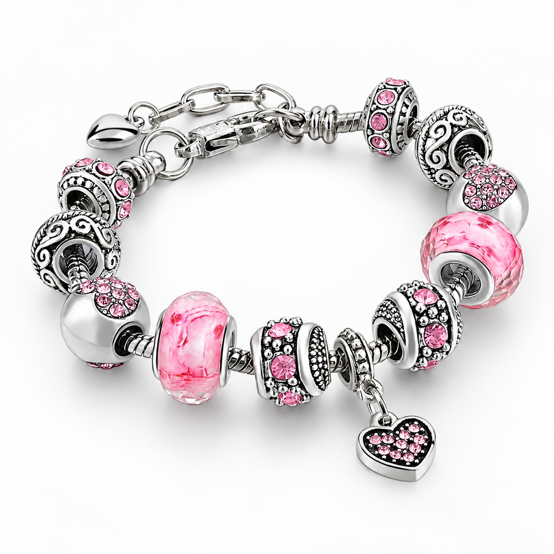 Pink Heart Charm Bracelet