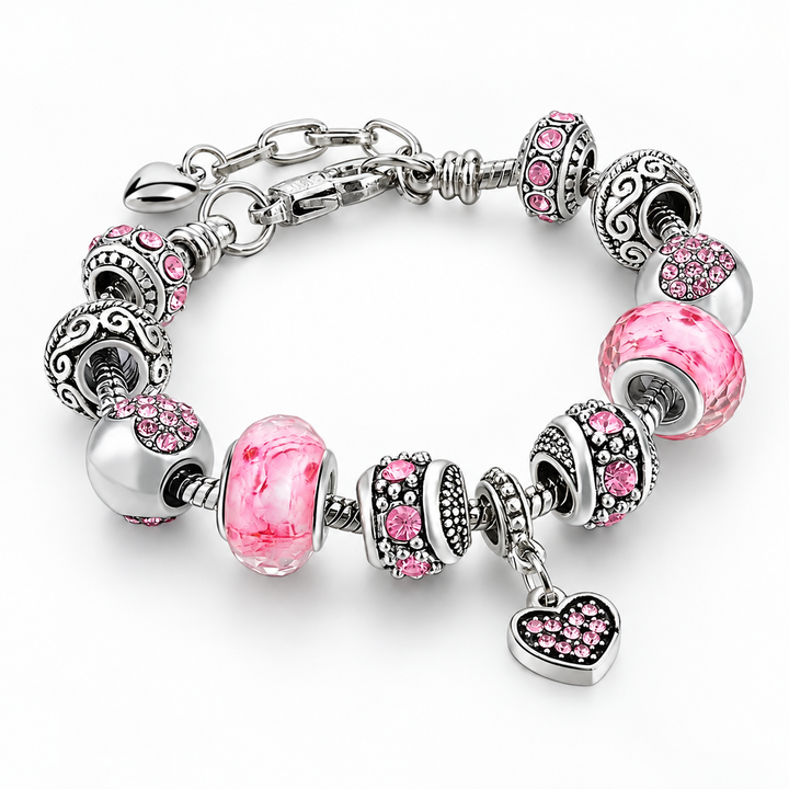 Pink Heart Charm Bracelet