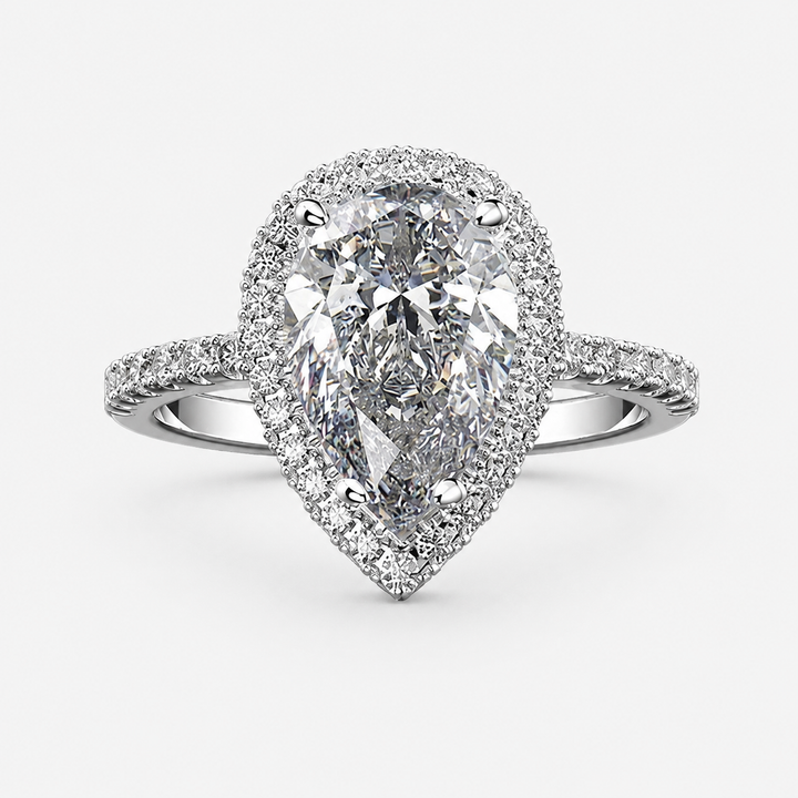 Pear Halo CZ Ring