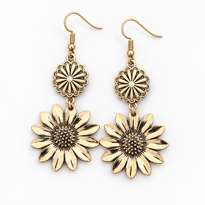Golden Daisy Drop Earrings