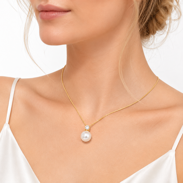 Natural Pearl Zircon Pendant Necklace