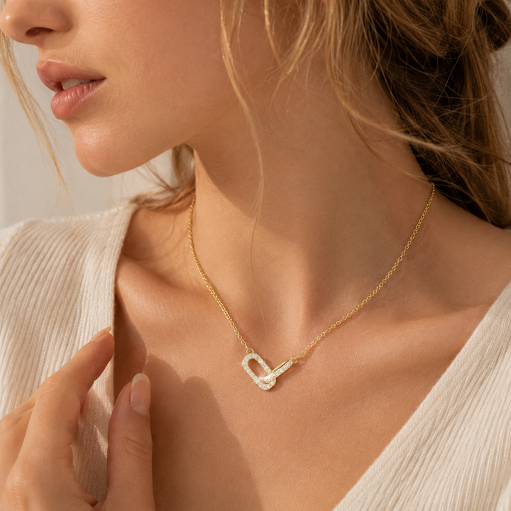 Interlocking Oval CZ Necklace