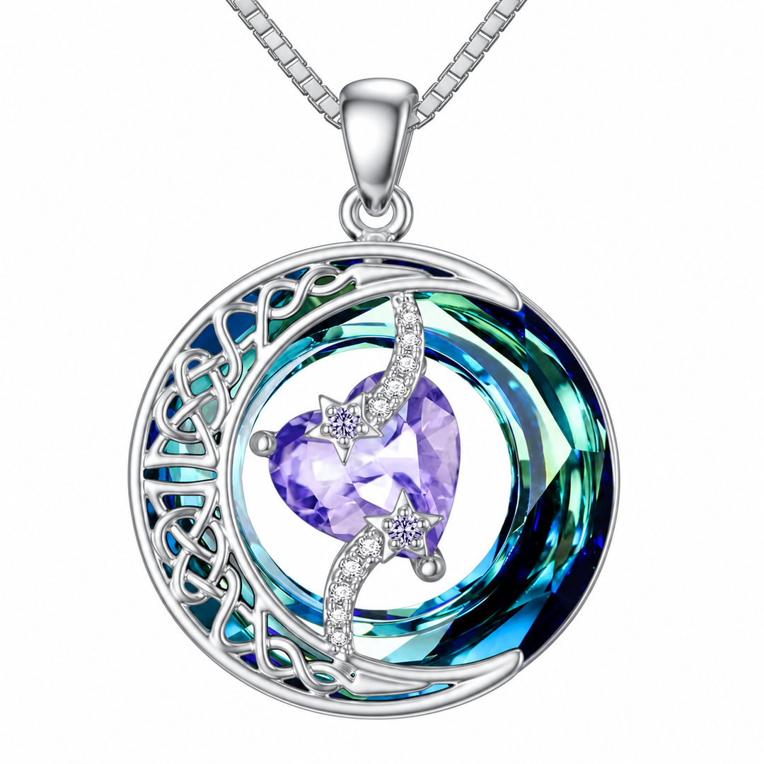 Sun, Moon &amp; Stars Birthstone Pendant Necklace