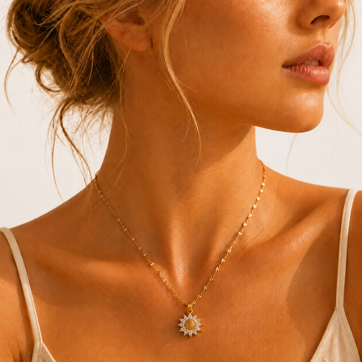 Sunflower Zircon Pendant Necklace