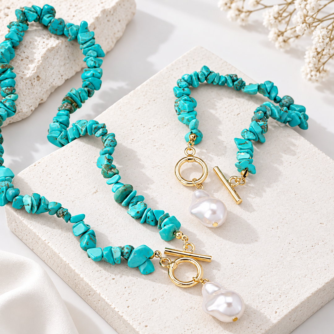 Coastal Blue Pearl Jewelry Set