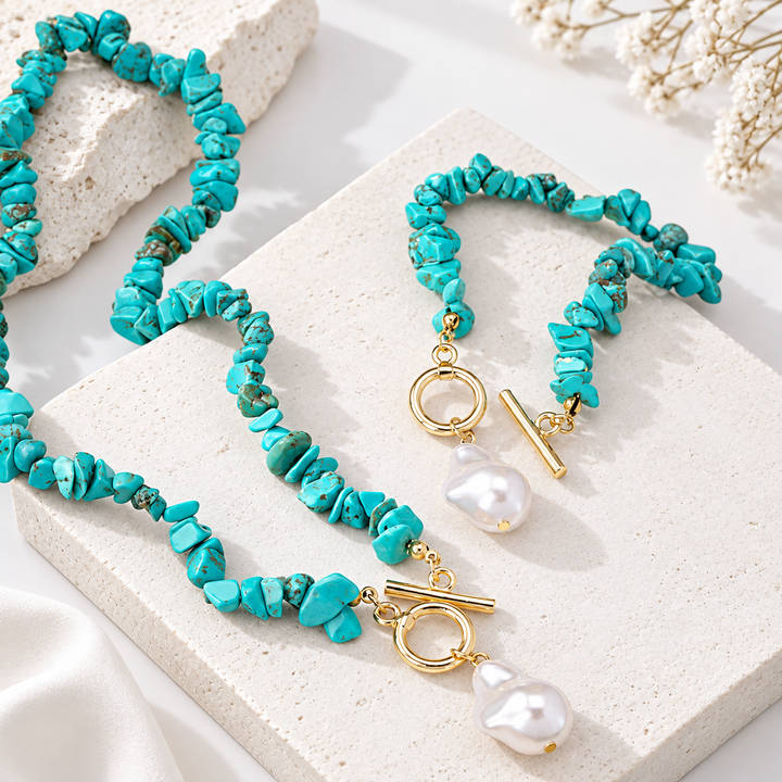 Coastal Blue Pearl Jewelry Set