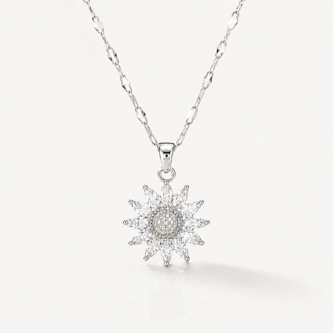 Sunflower Zircon Pendant Necklace