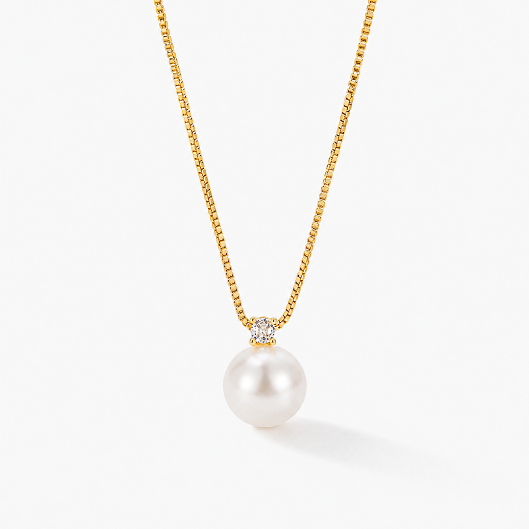 Natural Pearl Zircon Pendant Necklace