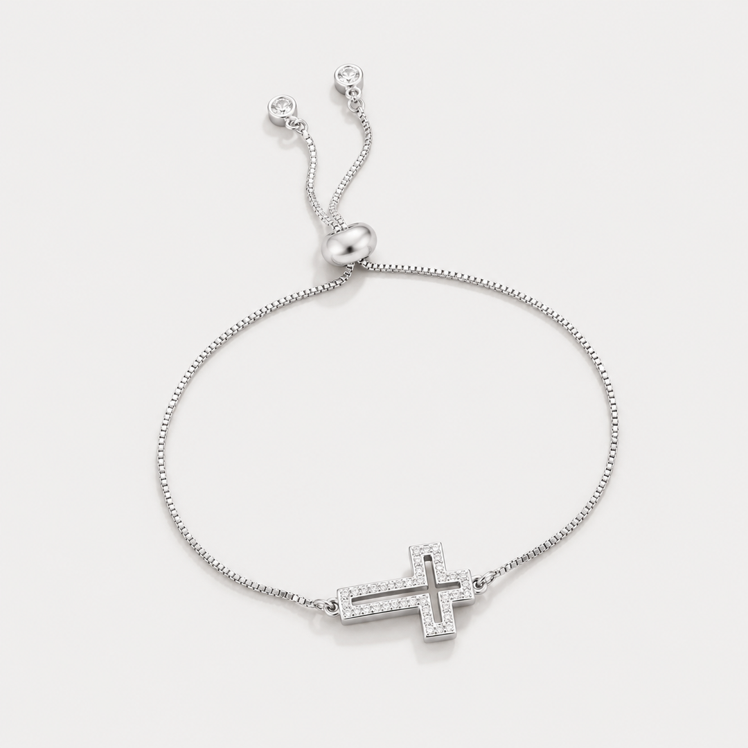 Pavé Cross Adjustable Bracelet
