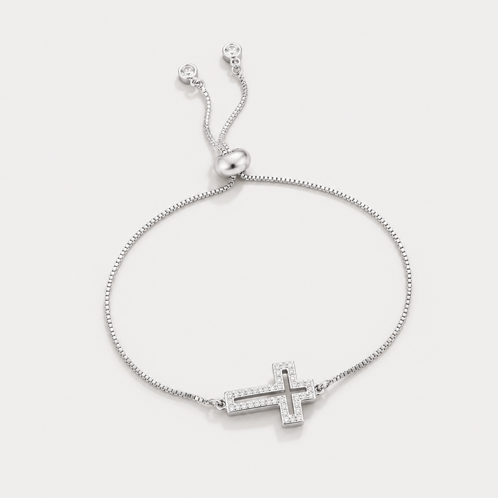 Pavé Cross Adjustable Bracelet