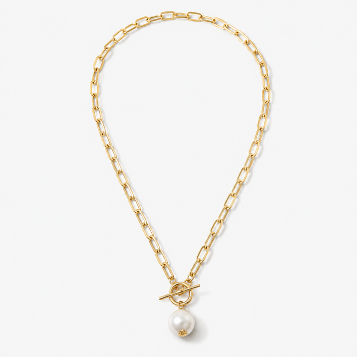 Vintage Natural Pearl Toggle Chain Necklace