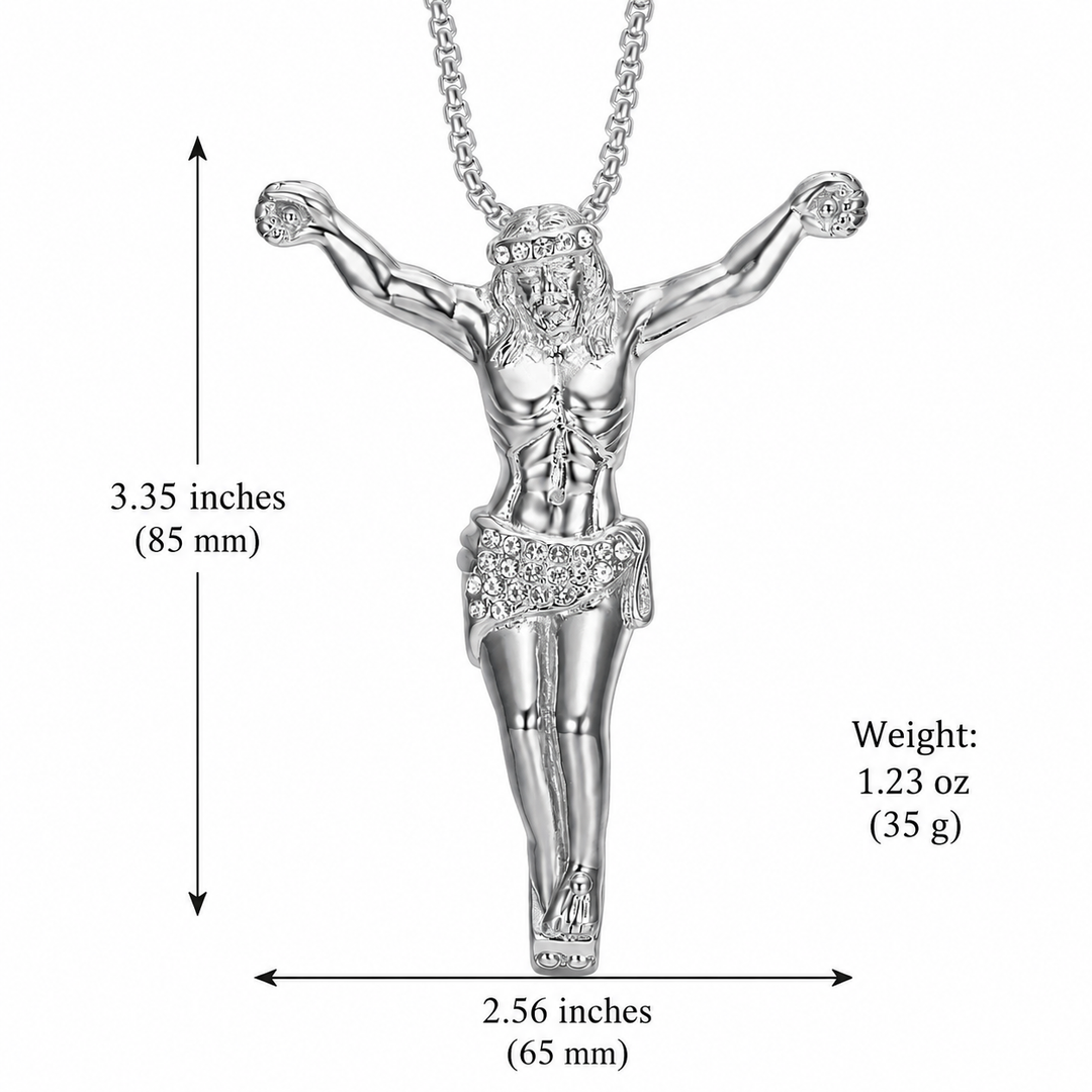 Striking Jesus Cross Pendant Necklace