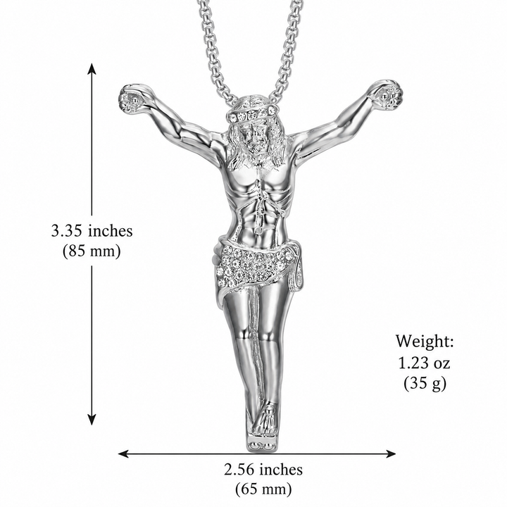 Striking Jesus Cross Pendant Necklace