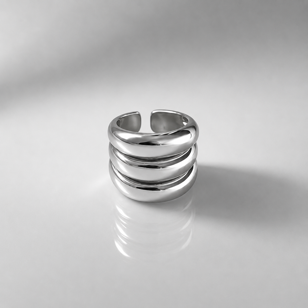 Sculptural Triple-Band Open Ring